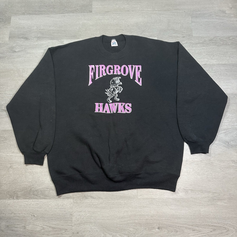 Vintage 90s Firgrove Hawks Washington Elementary School Sports Crewneck Size 2XL